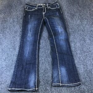 L.A. Idol Bootcut Jeans Women 30x30 Blue Denim Thick Stitch Stretch Y2k Low Rise